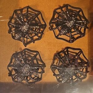 Christina Lacroix Mason set of 4 napkin Spider Halloween gothic rings.